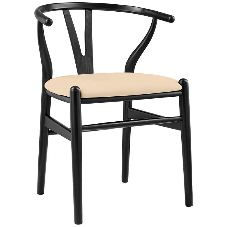 Image 1 Evelina Black Wood Side Chairs Set of 2 with Beige Seat