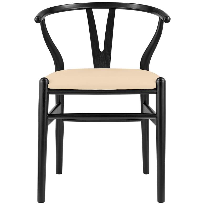 Image 5 Evelina Black Wood Side Chairs Set of 2 with Beige Seat more views