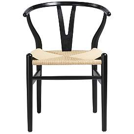 Image4 of Evelina Black Wood Side Chairs Set of 2 with Natural Seat more views
