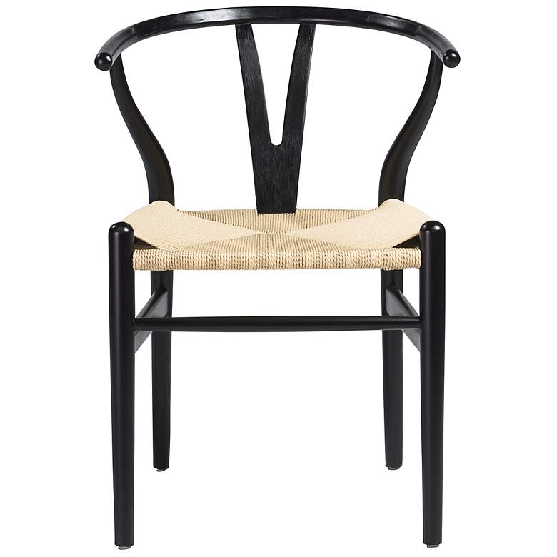 Image 4 Evelina Black Wood Side Chairs Set of 2 with Natural Seat more views