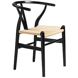 Image5 of Evelina Black Wood Side Chairs Set of 2 with Natural Seat more views
