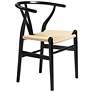Evelina Black Wood Side Chairs Set of 2 with Natural Seat