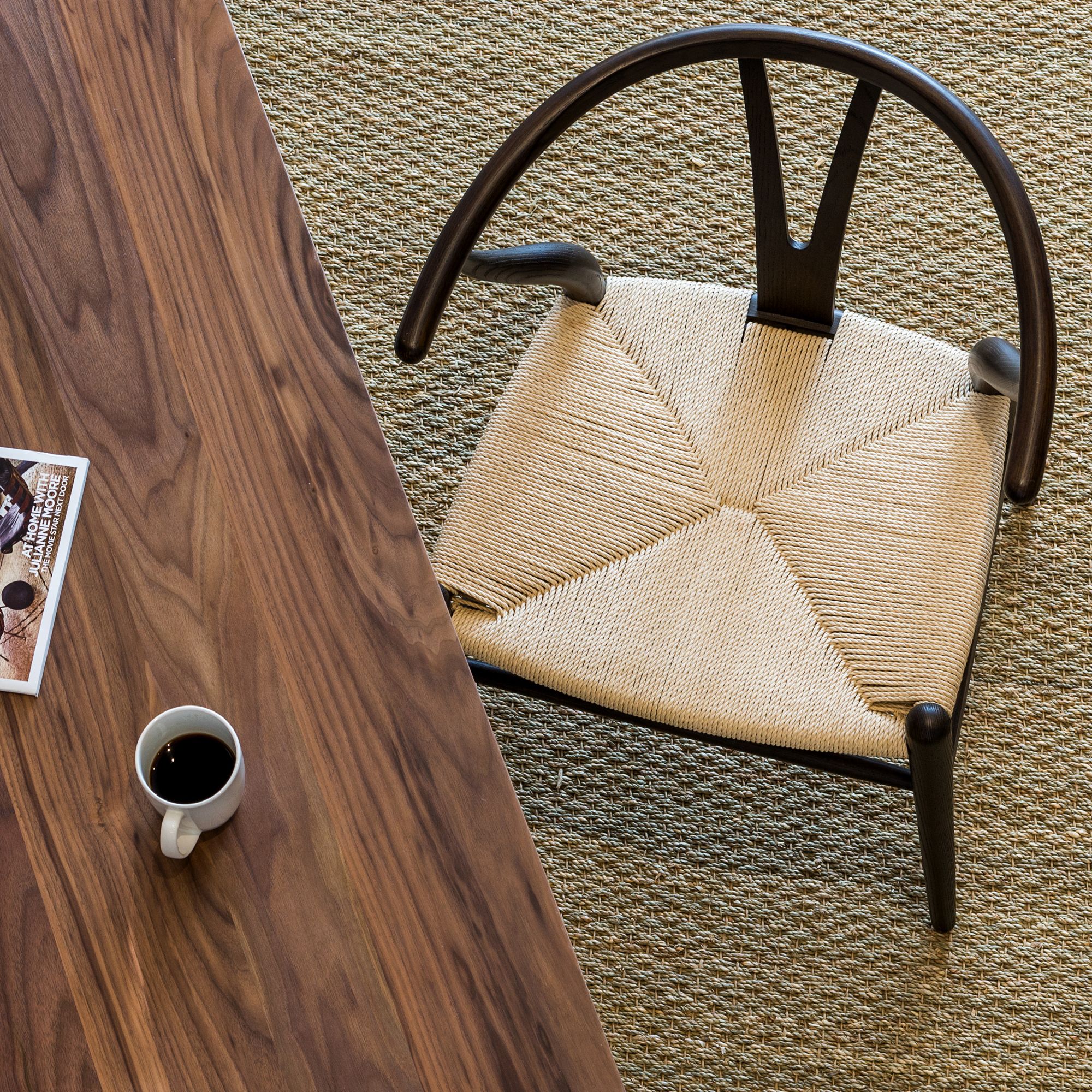 Evelina Black Wood Side Chairs Set of 2 with Natural Seat