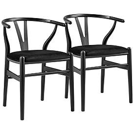 Image1 of Evelina Black Wood Side Chairs Set of 2 with Velvet Seat