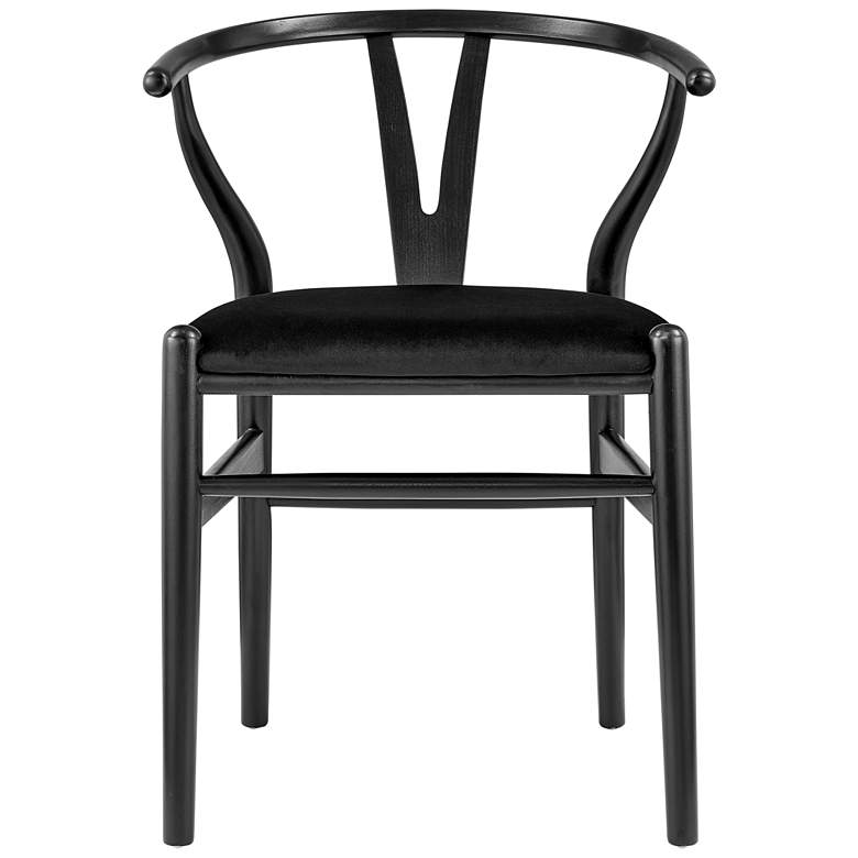 Image 6 Evelina Black Wood Side Chairs Set of 2 with Velvet Seat more views