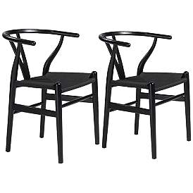 Image2 of Evelina Black Wood Side Chairs Set of 2