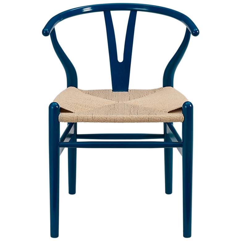 Image 3 Evelina Blue Wood Side Chairs Set of 2 with Natural Seat more views