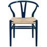 Evelina Blue Wood Side Chairs Set of 2 with Natural Seat