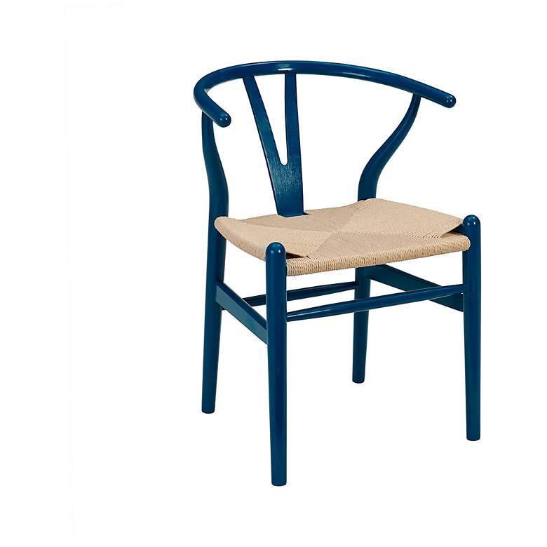Image 4 Evelina Blue Wood Side Chairs Set of 2 with Natural Seat more views
