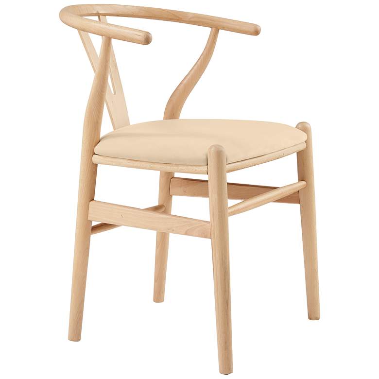 Image 1 Evelina Natural Wood Side Chairs Set of 2 with Beige Seat