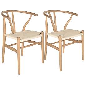 Image1 of Evelina Natural Wood Side Chairs Set of 2
