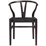 Evelina Walnut Wood Side Chairs Set of 2 with Black Seat