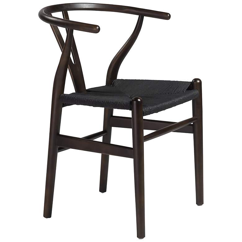 Image 6 Evelina Walnut Wood Side Chairs Set of 2 with Black Seat more views