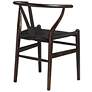 Evelina Walnut Wood Side Chairs Set of 2 with Black Seat