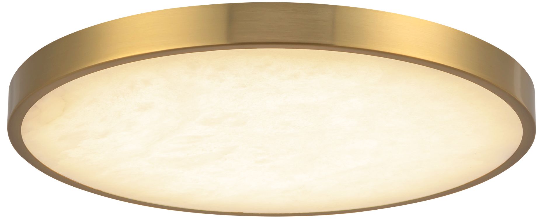 Evelyn 11-in Alabaster dimmable LED Flush Mount with Brushed Gold Finish