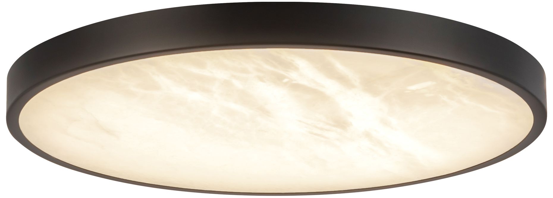 Evelyn 11-in Alabaster dimmable LED Flush Mount with Matte Black Finish