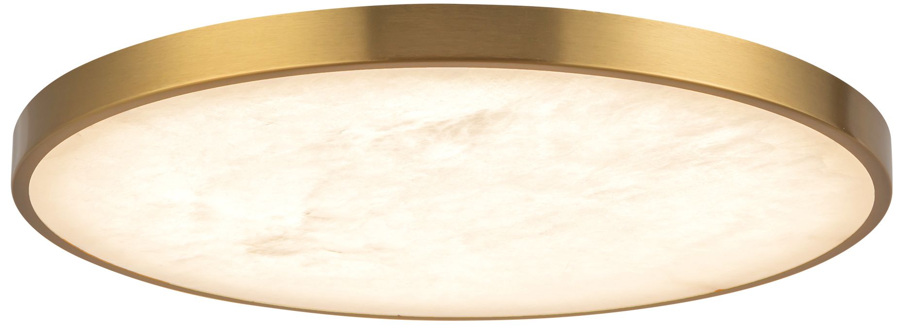 Evelyn 15-in Alabaster dimmable LED Flush Mount with Brushed Gold Finish