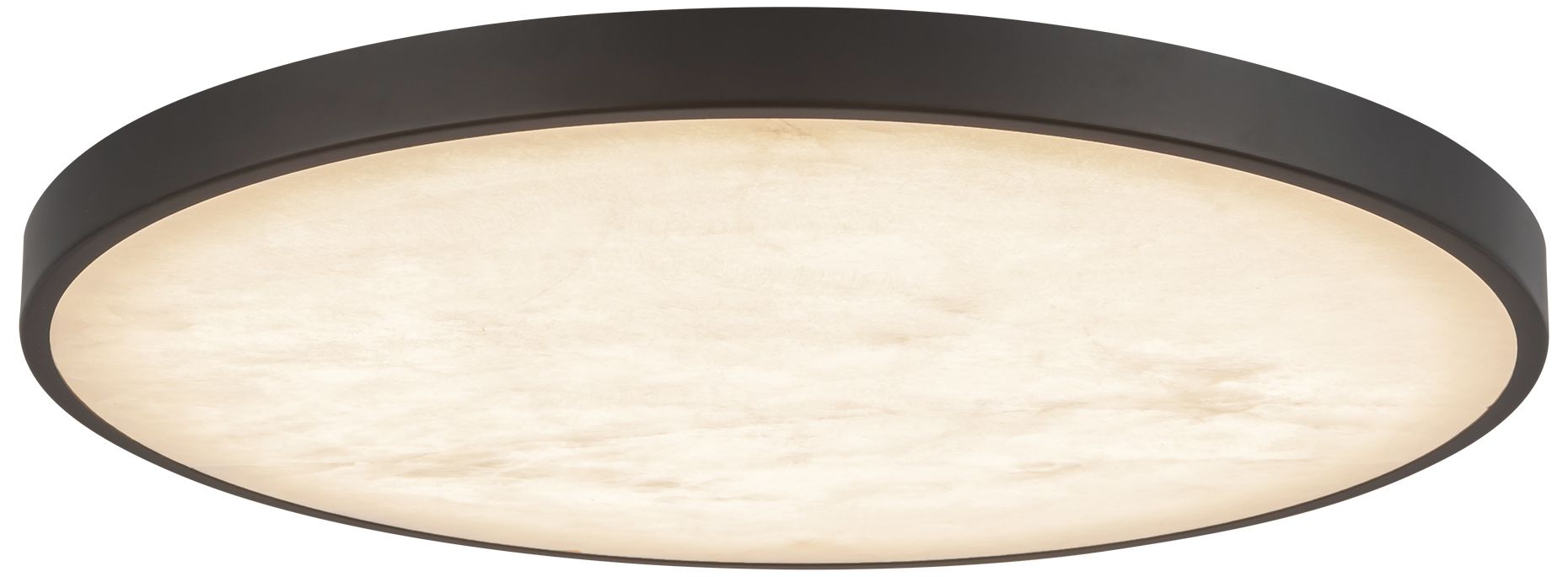 Evelyn 15-in Alabaster dimmable LED Flush Mount with Matte Black Finish