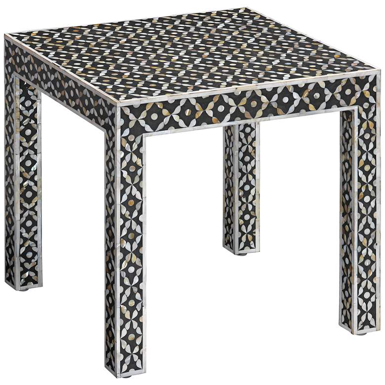 Image 1 Evelyn 18" Wide Gray and White Mother of Pearl Side Table