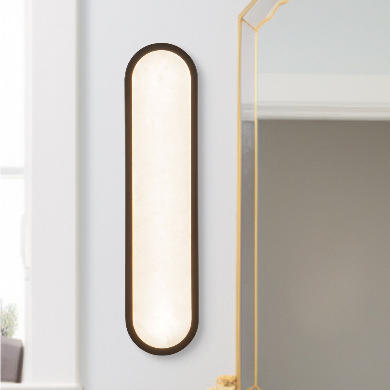 Evelyn 22-in Alabaster LED Bathroom Wall/Vanity Light with Matte Black