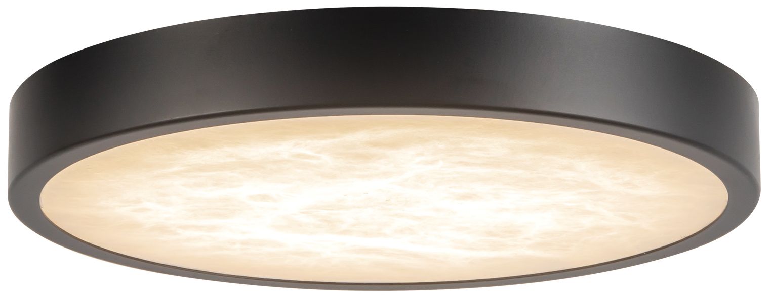 Evelyn 7-in Alabaster dimmable LED Flush Mount with Matte Black Finish