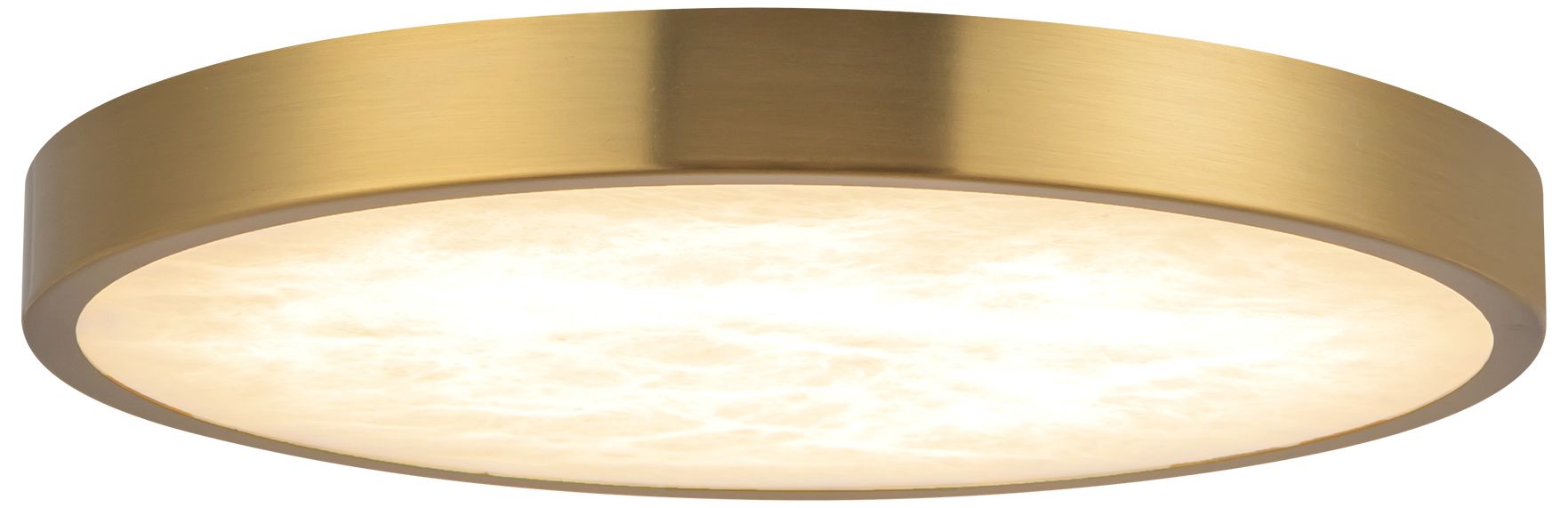 Evelyn 9-in Alabaster dimmable LED Flush Mount with Brushed Gold Finish