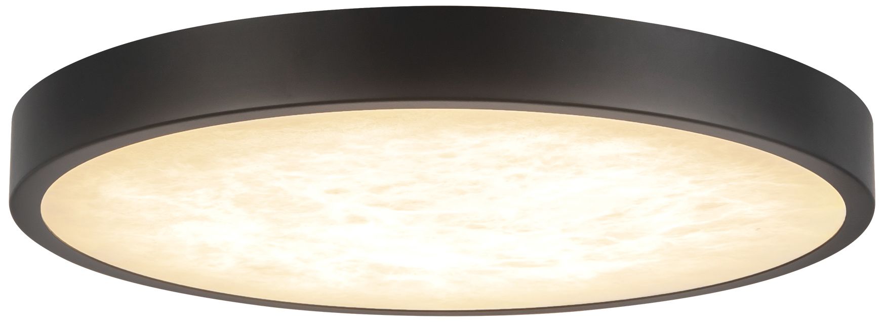 Evelyn 9-in Alabaster dimmable LED Flush Mount with Matte Black Finish