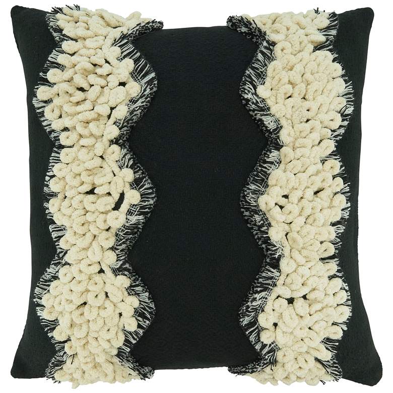 Image 1 Evelyn Black White Yarn Lace 18 inch Square Throw Pillow