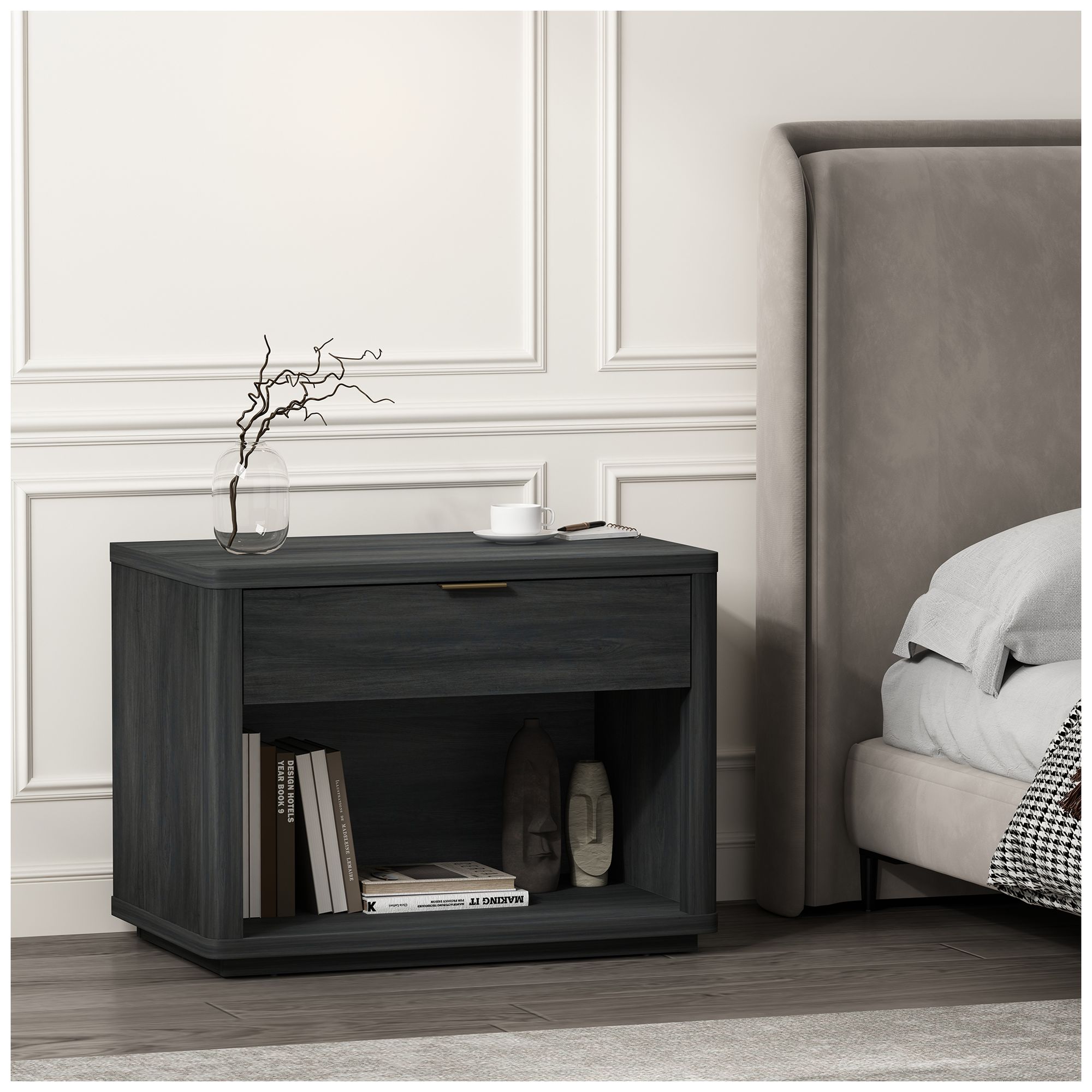 Image 2 Evelyn Modern 2-Piece Dresser and Nightstand in Charcoal Gray more views