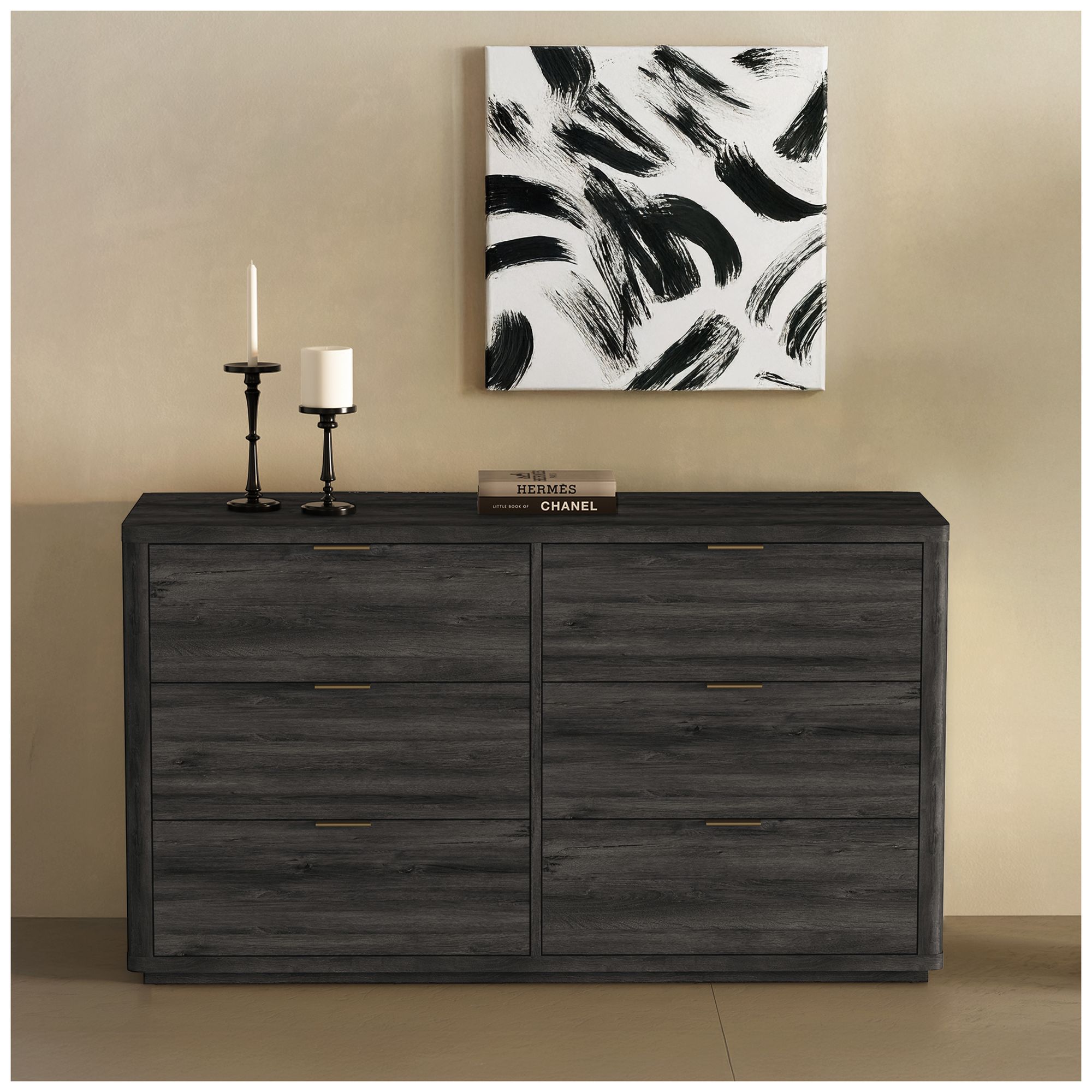 Image 3 Evelyn Modern 2-Piece Dresser and Nightstand in Charcoal Gray more views