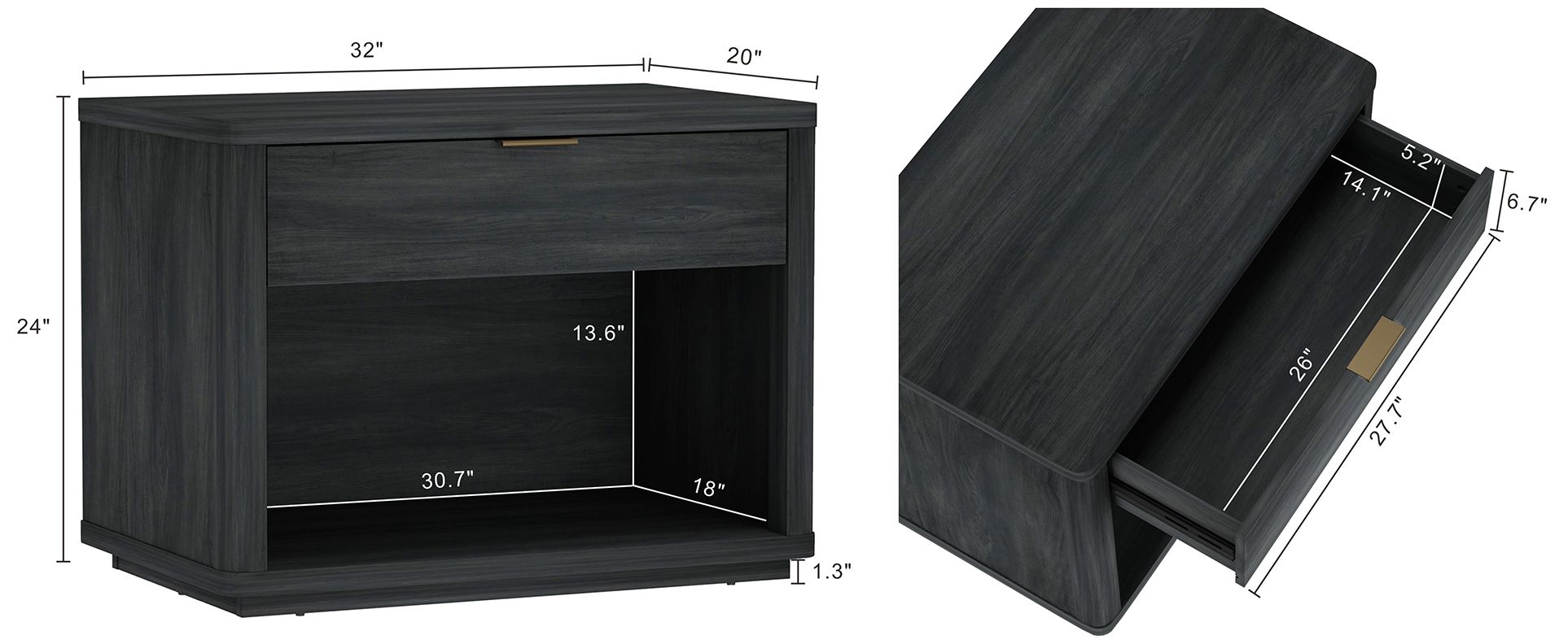 Image 5 Evelyn Modern 2-Piece Dresser and Nightstand in Charcoal Gray more views