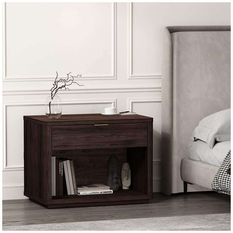 Image 1 Evelyn Modern 32 Nightstand 2.0 with 1 Full Extension Drawer in Brown