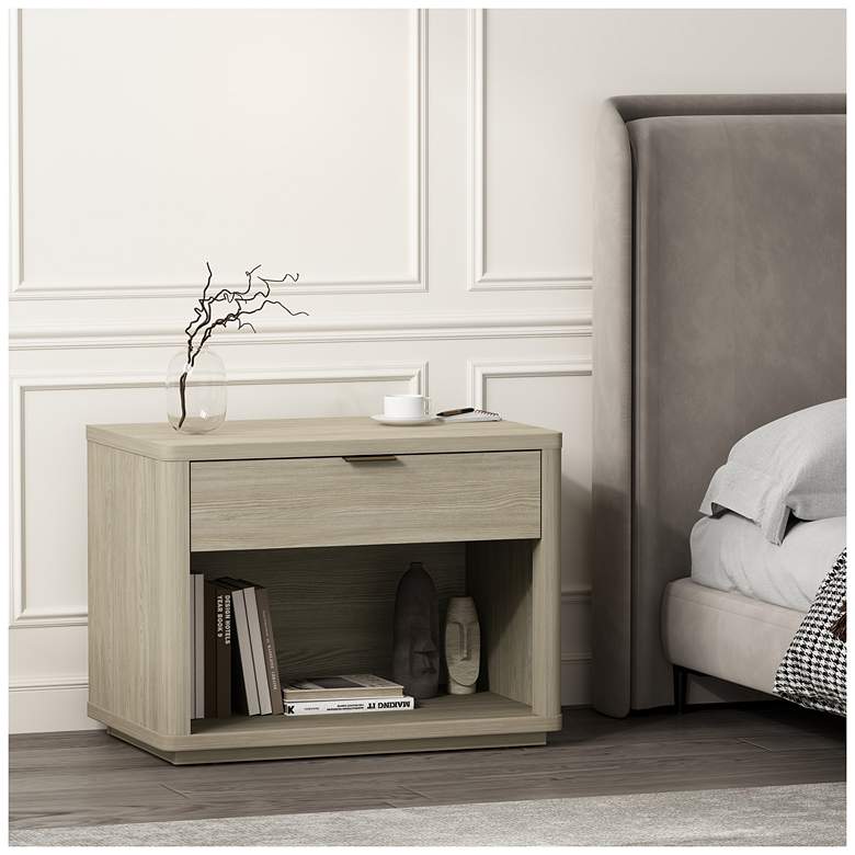 Image 1 Evelyn Modern 32 Nightstand 2.0 with 1 Full Extension Drawer in Natural
