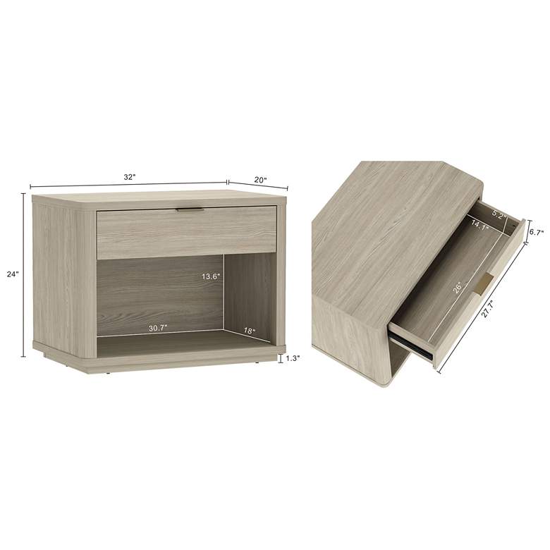 Image 3 Evelyn Modern 32 Nightstand 2.0 with 1 Full Extension Drawer in Natural more views