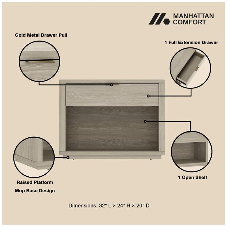 Image 4 Evelyn Modern 32 Nightstand 2.0 with 1 Full Extension Drawer in Natural more views