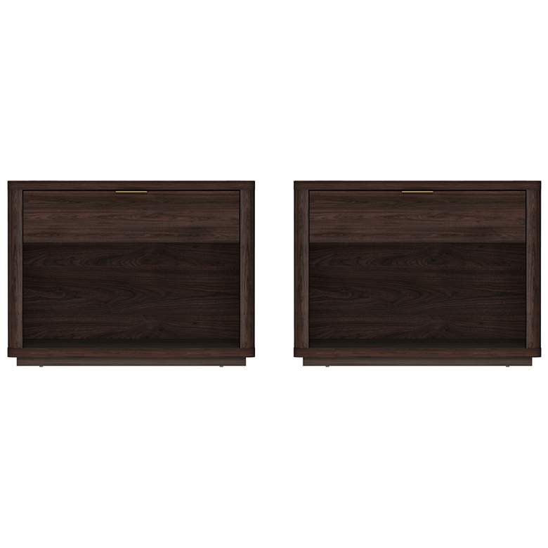 Image 2 Evelyn Modern 32 Nightstand 2.0 with 2 Full Extension Drawers in Brown - of