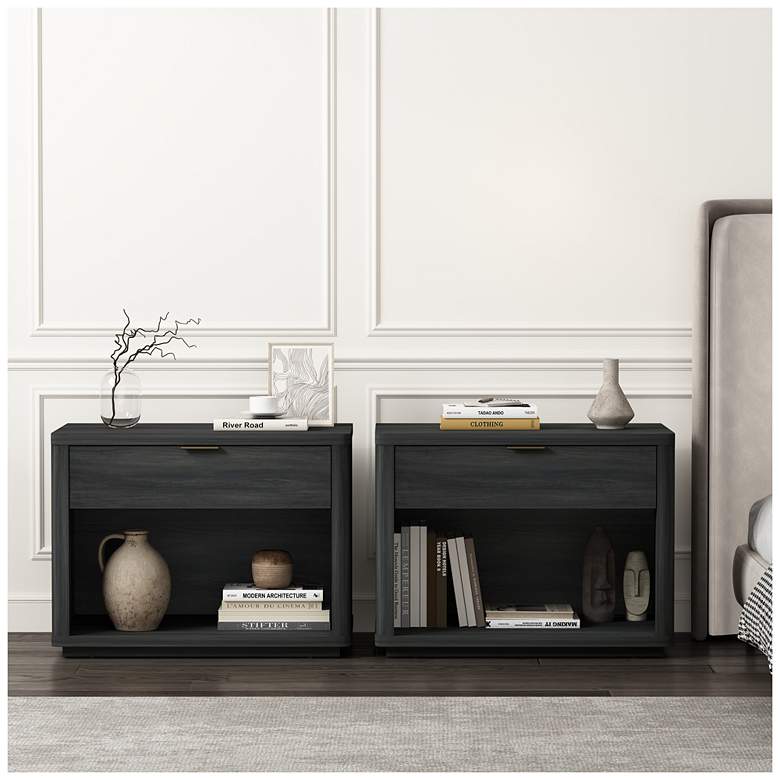 Image 1 Evelyn Modern 32 Nightstand 2.0 with 2 Full Extension Drawers in Charcoal -