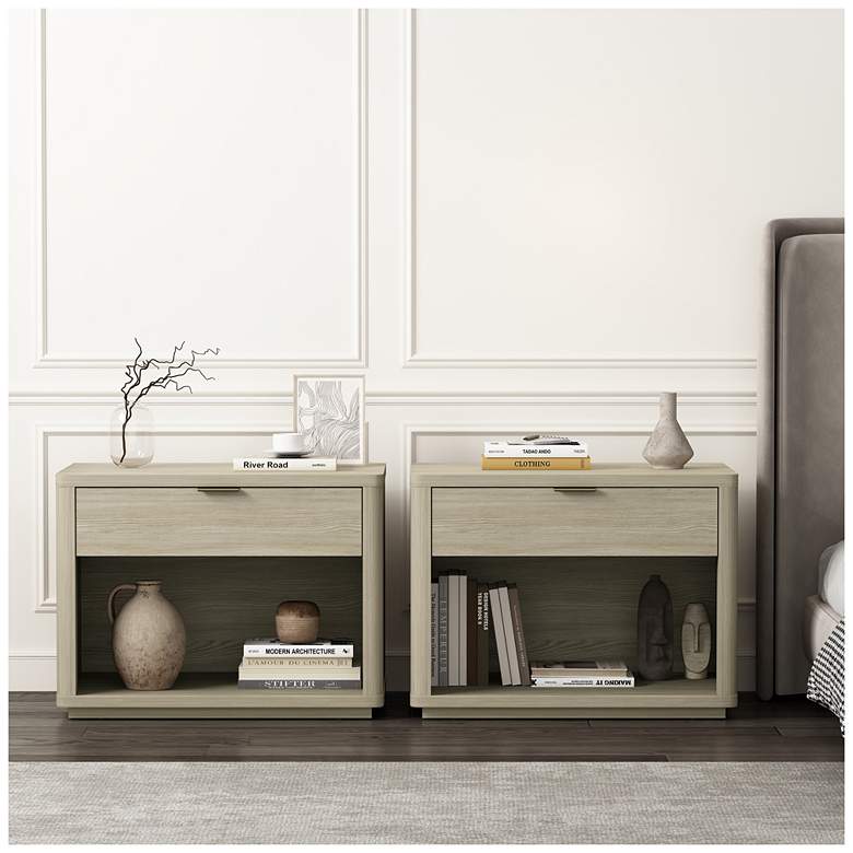 Image 1 Evelyn Modern 32 Nightstand 2.0 with 2 Full Extension Drawers in Natural -