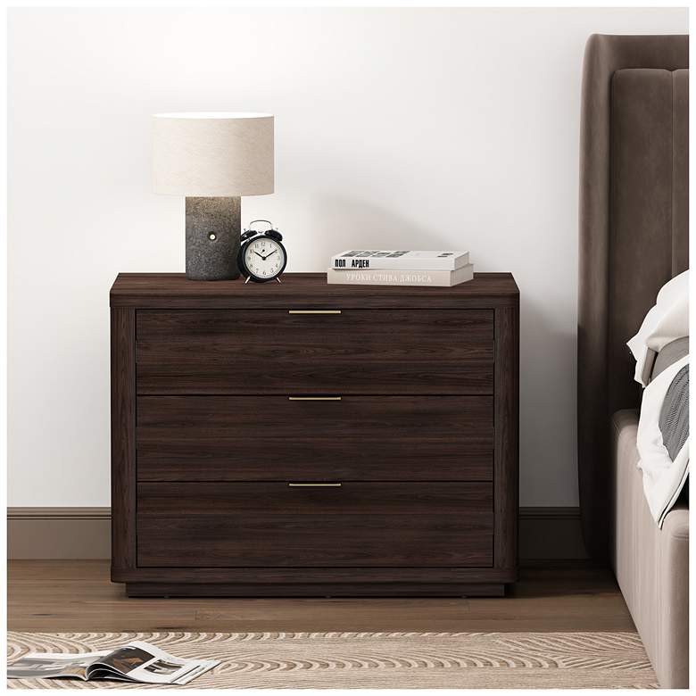 Image 1 Evelyn Modern 32 Nightstand 4.0 with 3 Full Extension Drawers in Brown