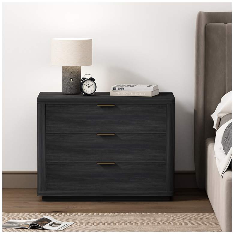 Image 1 Evelyn Modern 32 Nightstand 4.0 with 3 Full Extension Drawers in Charcoal