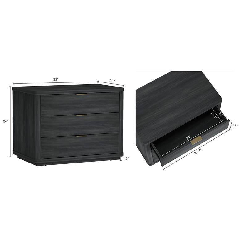 Image 3 Evelyn Modern 32 Nightstand 4.0 with 3 Full Extension Drawers in Charcoal more views