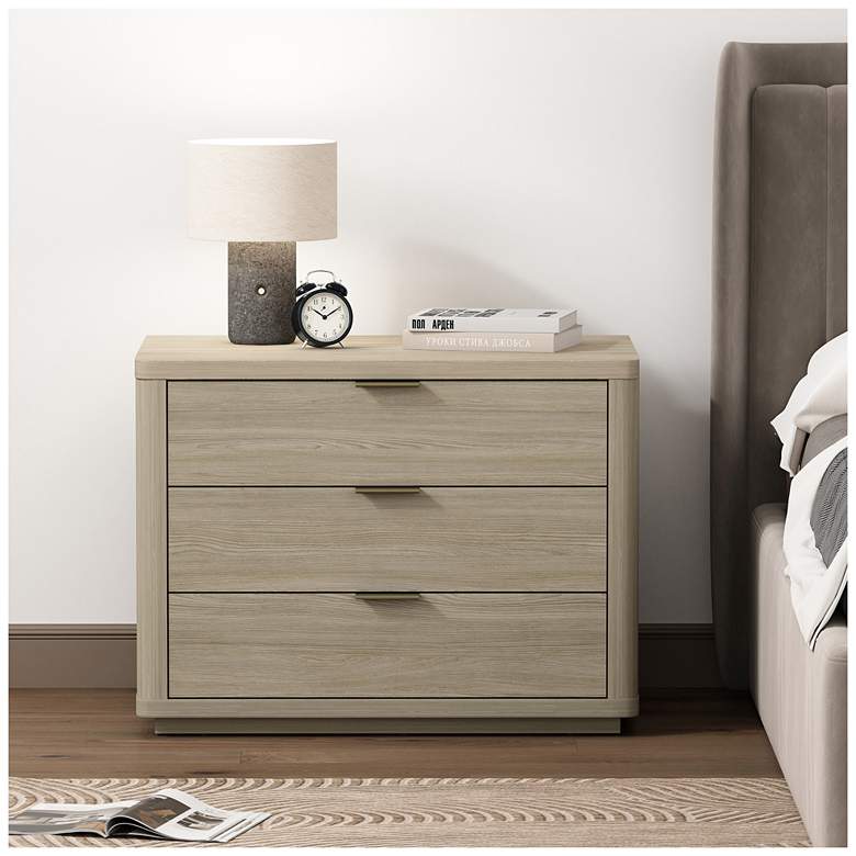 Image 1 Evelyn Modern 32 Nightstand 4.0 with 3 Full Extension Drawers in Natural