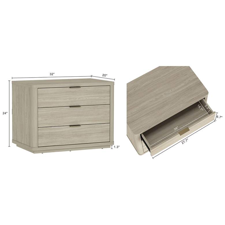 Image 3 Evelyn Modern 32 Nightstand 4.0 with 3 Full Extension Drawers in Natural more views