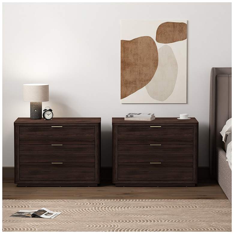 Image 1 Evelyn Modern 32 Nightstand 4.0 with 6 Full Extension Drawers in Brown - of