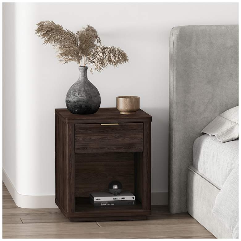 Image 1 Evelyn Modern Nightstand with 1 Full Extension Drawer in Brown