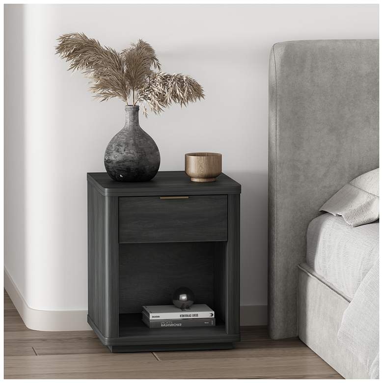 Image 1 Evelyn Modern Nightstand with 1 Full Extension Drawer in Charcoal Grey