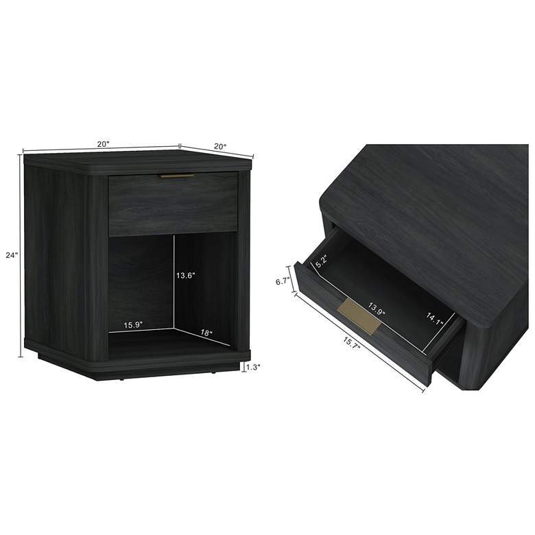 Image 3 Evelyn Modern Nightstand with 1 Full Extension Drawer in Charcoal Grey more views