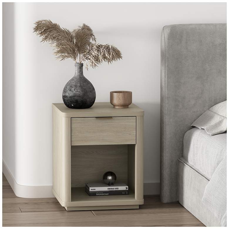 Image 1 Evelyn Modern Nightstand with 1 Full Extension Drawer in Natural