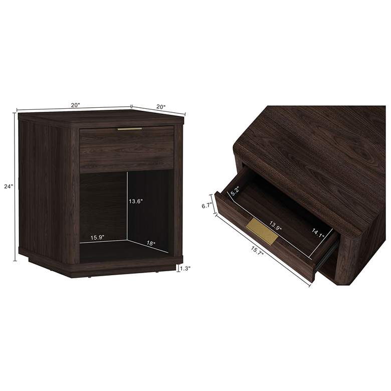 Image 3 Evelyn Modern Nightstand with 2 Full Extension Drawers in Brown - Set of 2 more views