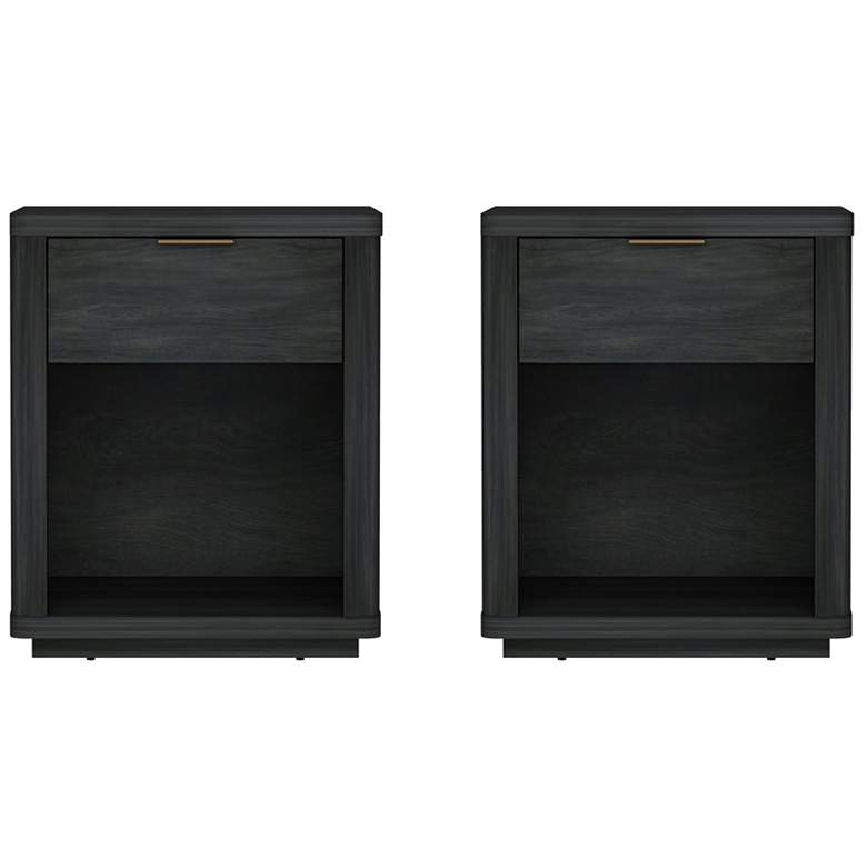 Image 2 Evelyn Modern Nightstand with 2 Full Extension Drawers in Charcoal Grey - 2